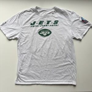 Fanatics New York‎ Jets Tee Shirt Large White NFL Football Hall of Fame Emblem